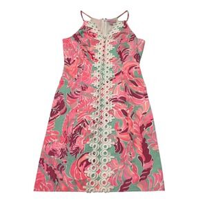 Lilly Pulitzer Dress Pearl Poolside Love Birds Mini Shirt Size 4 Resort Vacation
